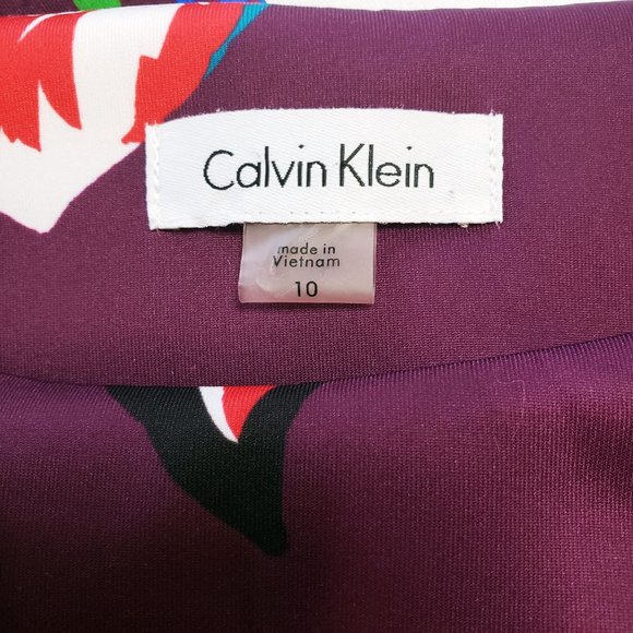 SOLD Calvin Klein Tropical Floral Scuba Colorful Sheath Dress Women's Size 10 - Picture 9 of 12